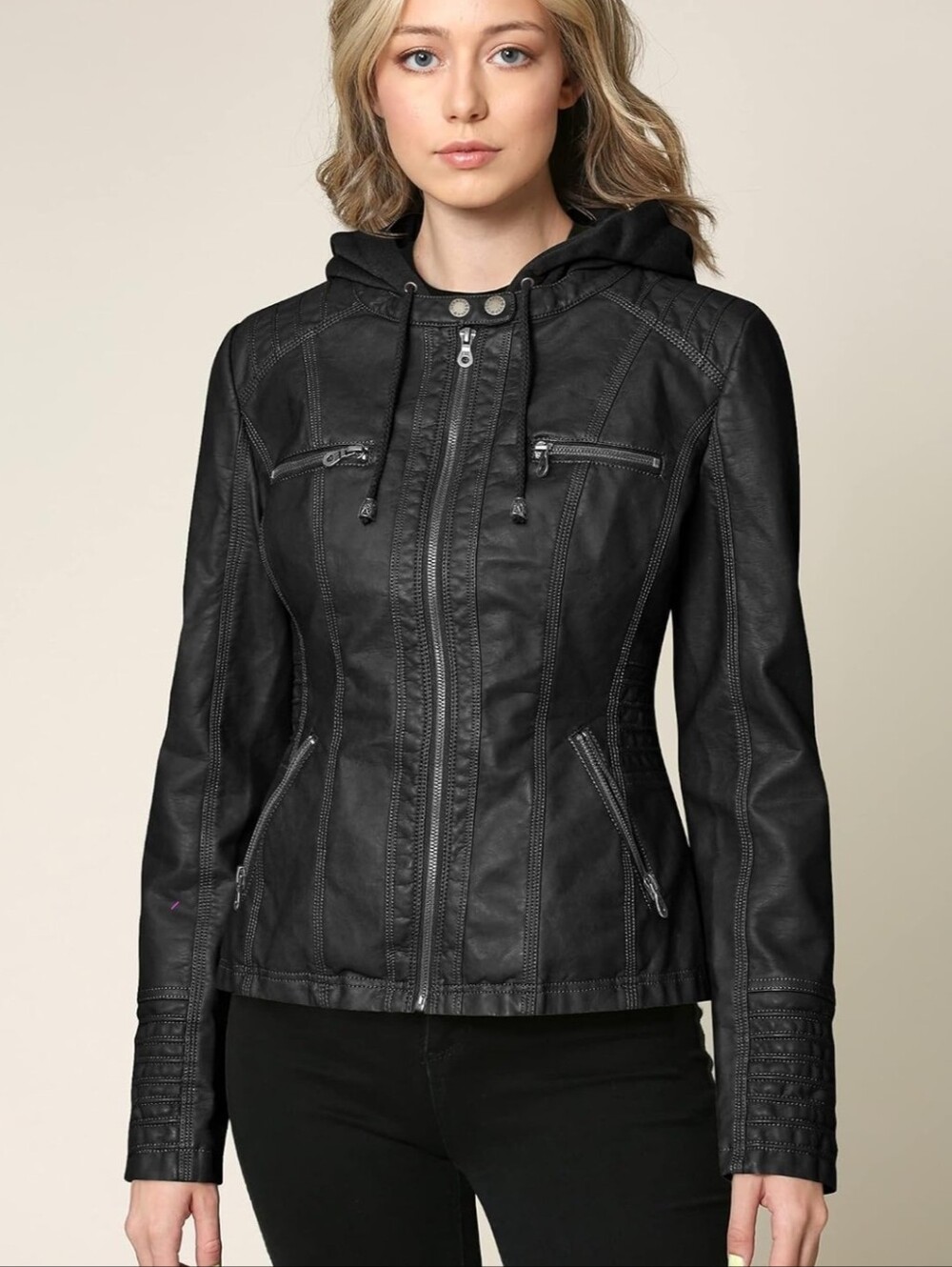 Lock and Love Women's Faux Leather Moto Biker Jacket